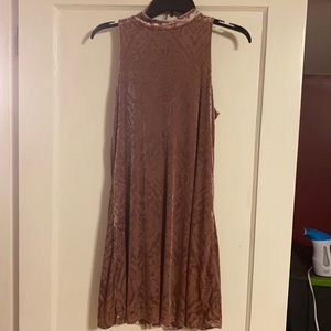 Sleeveless Burnout Velvet Dress Lined Knee Length Rose